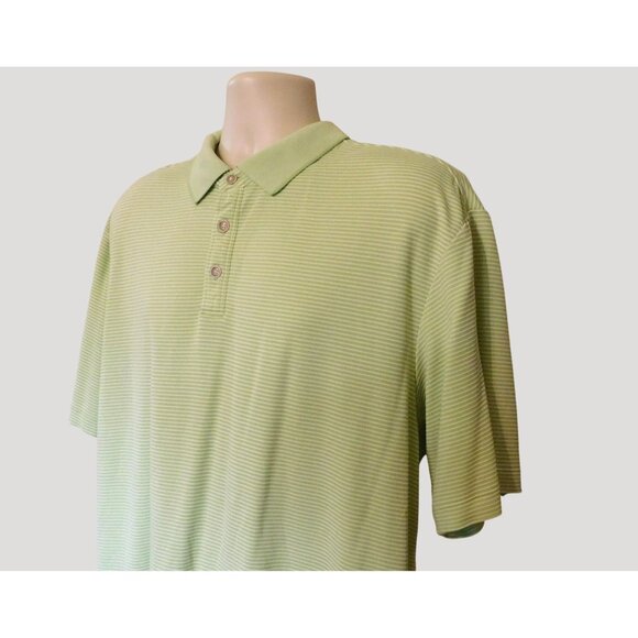 Tommy Bahama Polo Shirt Mens XL Green Striped Lightweight Modal/Polyester Blend - Picture 2 of 6